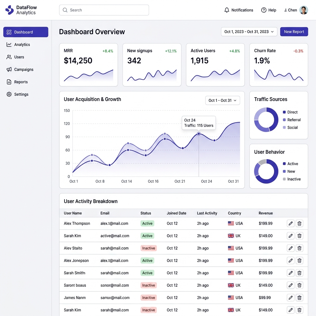 SaaS Analytic Dashboard  US